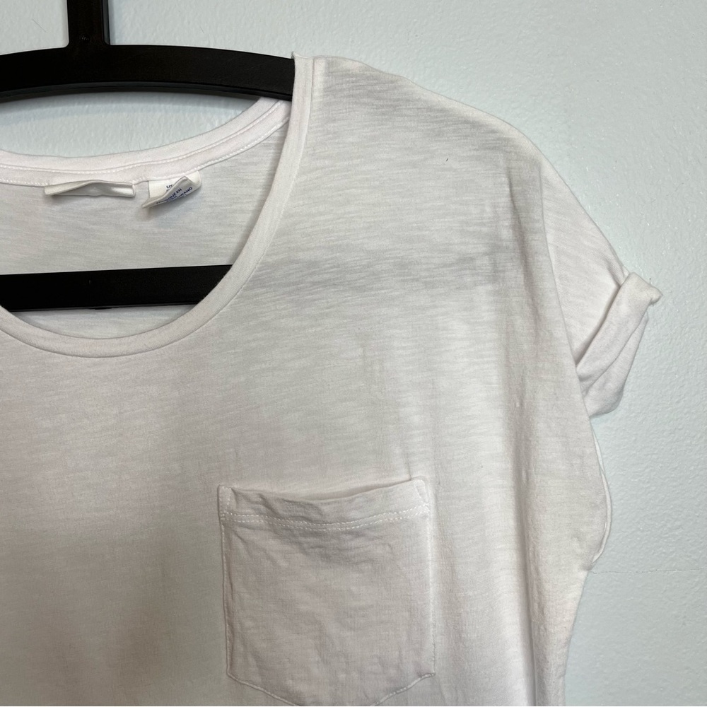 Sigrid Olsen White Short Sleeve Tee Shirt Top Pocket S Cuffed Sleeve EUC - Picture 2 of 7